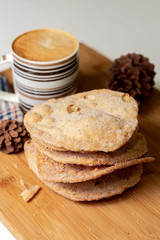 homemade Christmas fritters with coffee