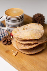 homemade Christmas fritters with coffee