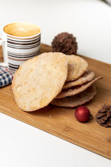 homemade Christmas fritters with coffee