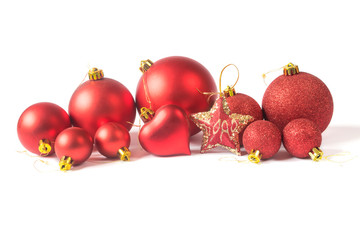 red christmas bals isolated on white background