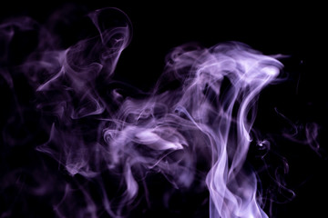 Purple wavy smoke abstract on a black background