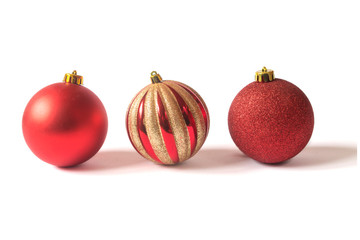 red christmas bals isolated on white background
