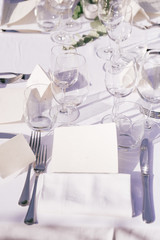 Table setting for an event party or wedding reception