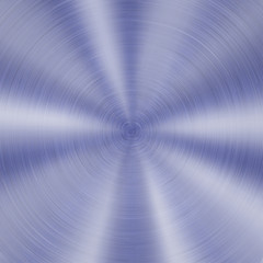 Abstract shiny metal background with circular brushed texture in blue color