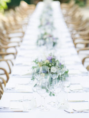 Table setting for an event party or wedding reception