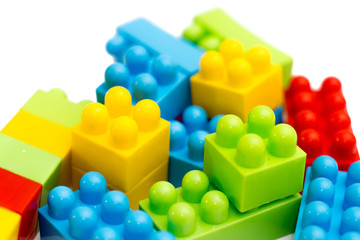 baby toy colorful block pieces on white background