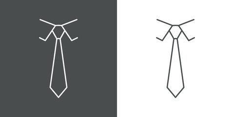 Icono plano lineal corbata y cuello camisa en fondo gris y fondo blanco