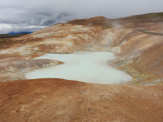 Milky Crater Lake in the Volcanic Krafla Caldra in Iceland