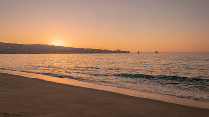 Sunset over the sea, Valparaiso, Chile