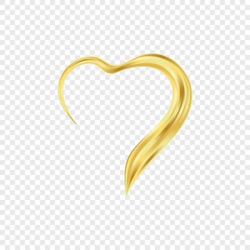 Isolated golden heart silhouette