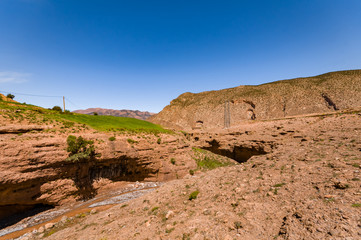 Mountain river in the high Aït Bouguemez valley in Morocco