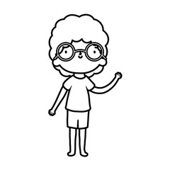 Fototapeta premium cute little boy cartoon character design thick line