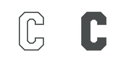 Logotipo letra C de bloques estilo contorno y estilo relleno en color gris © teracreonte