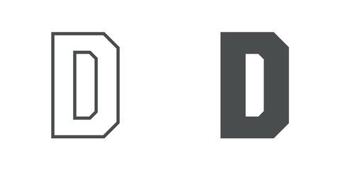 Logotipo letra D de bloques estilo contorno y estilo relleno en color gris