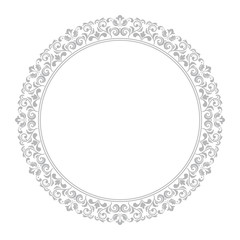 Decorative frame Elegant vector element for design in Eastern style, place for text. Floral grey border. Lace illustration for invitations and greeting cards