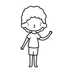 cute little boy cartoon character design thick line