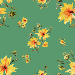 Watercolor seamless pattern. Illustration. Flowers