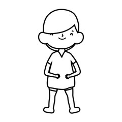 cute little boy cartoon character design thick line