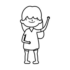 cute little girl happy cartoon character thick line