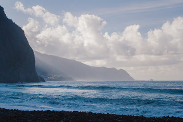 The beautiful seascape of Atlantic ocean on the coast of Madeira island