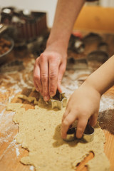 Family baking Christmas cookies