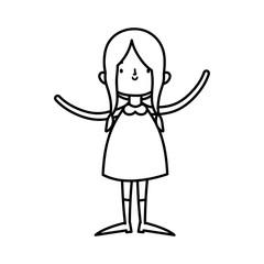 cute little girl happy cartoon character thick line