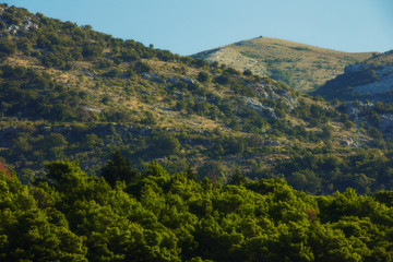 Obraz premium Sutomore settlement near Stari Bar (Old Bar), Montenegro, the different view of suburb nature, mountains, forests 