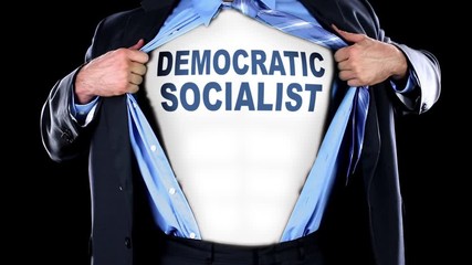 Democratic Socialist T Shirt revealed underneath suit political message
