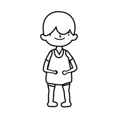 cute little boy cartoon character design thick line