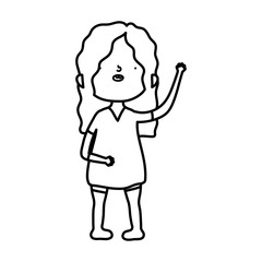 cute little girl happy cartoon character thick line