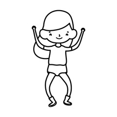 Fototapeta premium cute little girl happy cartoon character thick line