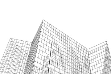 Abstract architectural background. Building from the lines. Futuristic backdrop © Sofikova