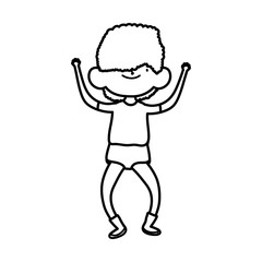 cute little boy cartoon character design thick line