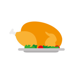 Roast turkey icon. Thanksgiving dinner - Vector illustration