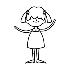 cute little girl happy cartoon character thick line
