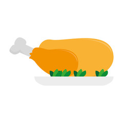 Roast turkey icon. Thanksgiving dinner - Vector illustration