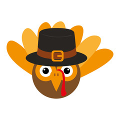 Cartoon icon of a turkey. Thanksgiving season - Vector