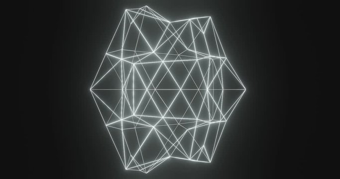 Abstraction. Rotating a geometric shape on a black background 3d 4k