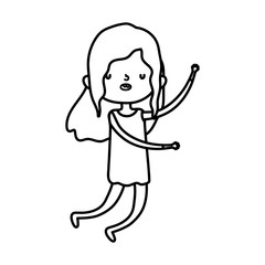 cute little girl happy cartoon character thick line