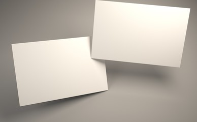 3d rendering,white business cards mockups,grey background