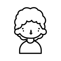 cute little boy cartoon character portrait thick line
