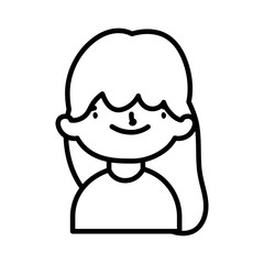 cute little girl happy cartoon character portrait thick line