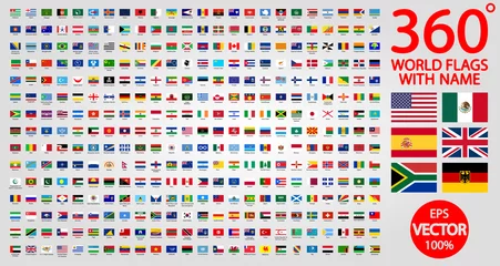 Fotobehang All official national flags of the world . circular design. 360 world flags with name © Максим Лебедик