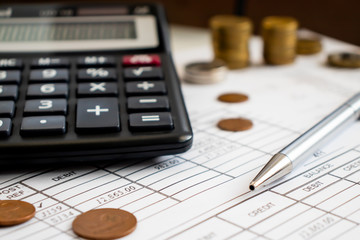 Calculator and pencil