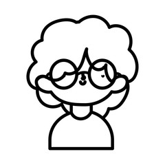 cute little boy cartoon character portrait thick line