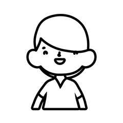 cute little boy cartoon character portrait thick line