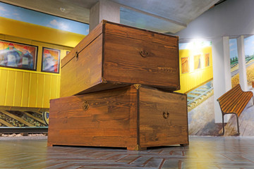 wooden box in the room