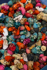 A potpourri of dried colourful flowers
