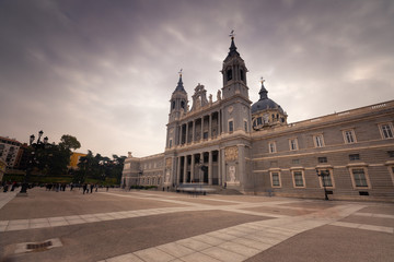 Fototapeta premium Far look from the Almudena Cathedral in Madrid, Spain. 