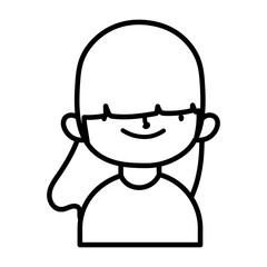 cute little girl happy cartoon character thick line